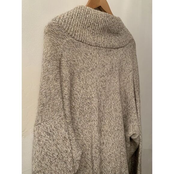 Vintage Oversized Sweater Ragg Wool Blend Northwoods Shawl Mens L Beige Ivory - Picture 7 of 11